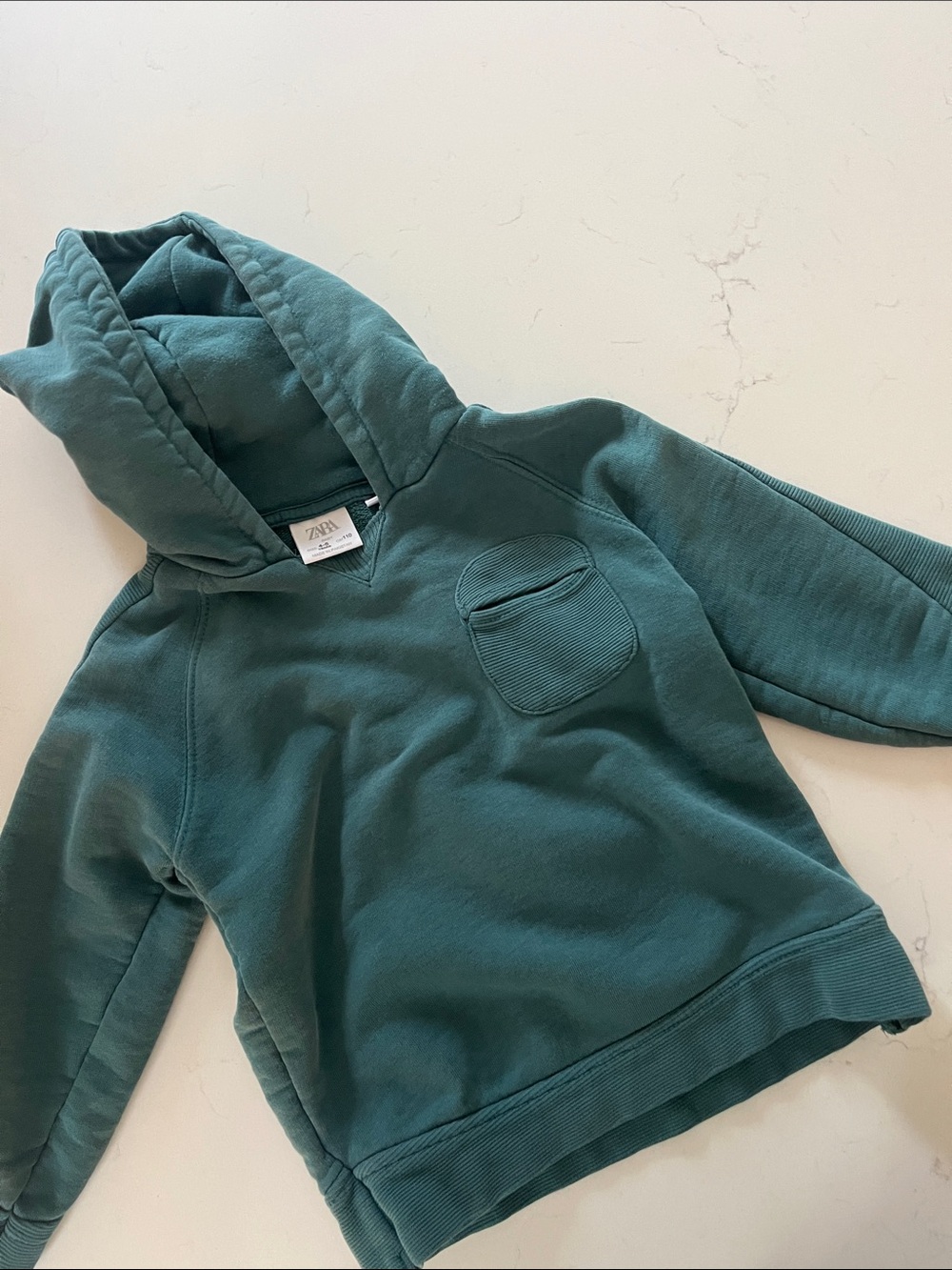 Zara Kids Teal Pullover Hoodie with Chest Pocket